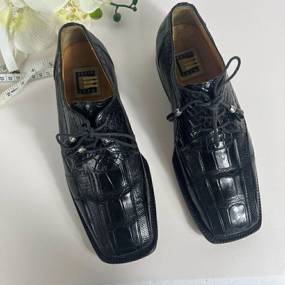David Eden Mens Leather Dress shoes size 7.5 Black - Picture 10 of 13